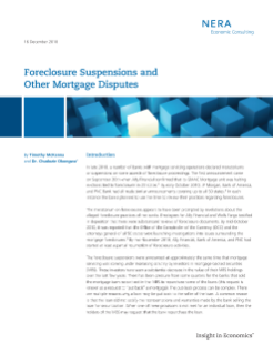 Foreclosure Suspensions and Other Mortgage Disputes