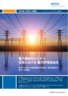 電力自由化セミナー　“日本における電力市場自由化：日本での新たな投資機会の発掘と海外投資から学ぶべき教訓”