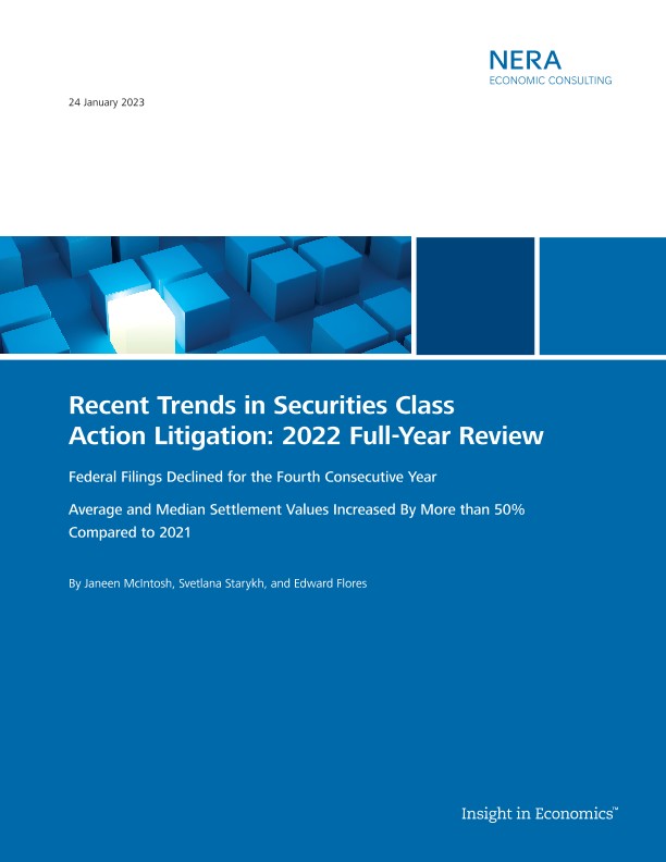 Recent Trends in Securities Class  Action Litigation: 2022 Full-Year Review
